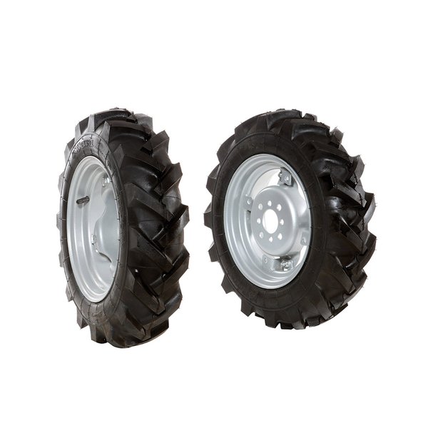 Pair of tyred wheels 4.00x10" - Adjustable disc