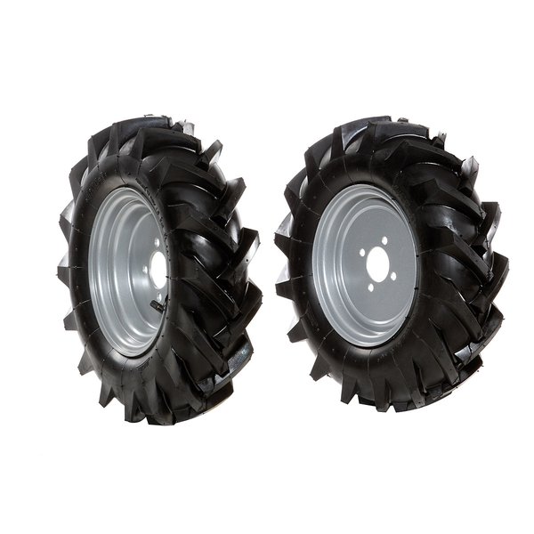 Pair of tyred wheels 4.00x10" - Fixed disc