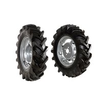 Pair of tyred wheels 5.00x12" - Adjustable disc