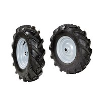 Pair of tyred wheels 3.50x6" - Fixed disc